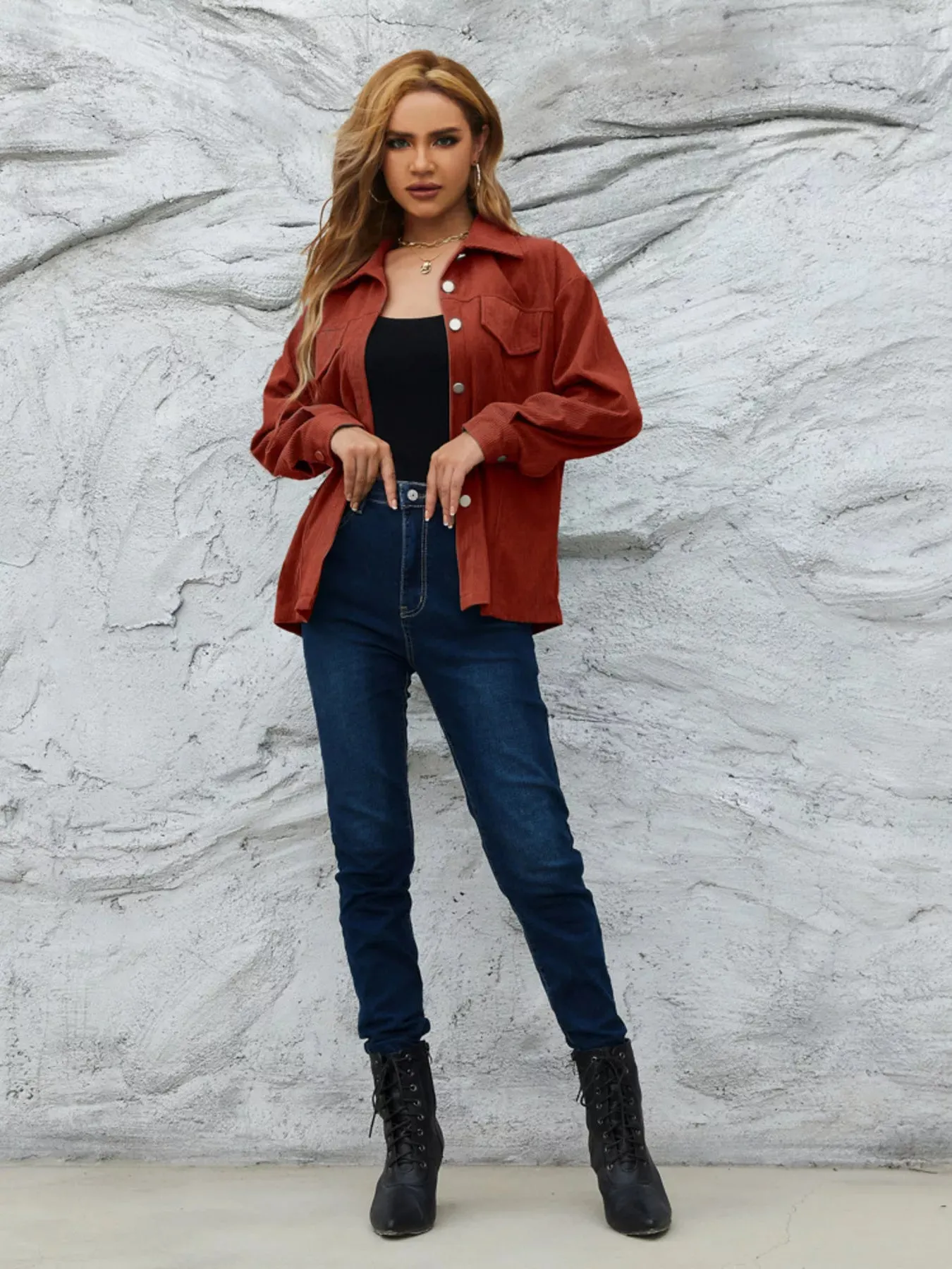 Casual Corduroy Button-Down Jacket sold by Charming Charlie product image thumbnail 4