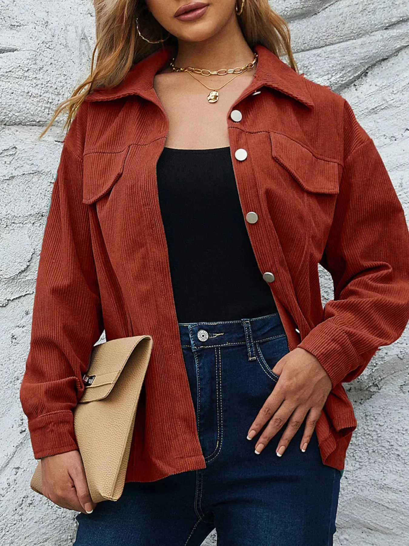 Casual Corduroy Button-Down Jacket sold by Charming Charlie