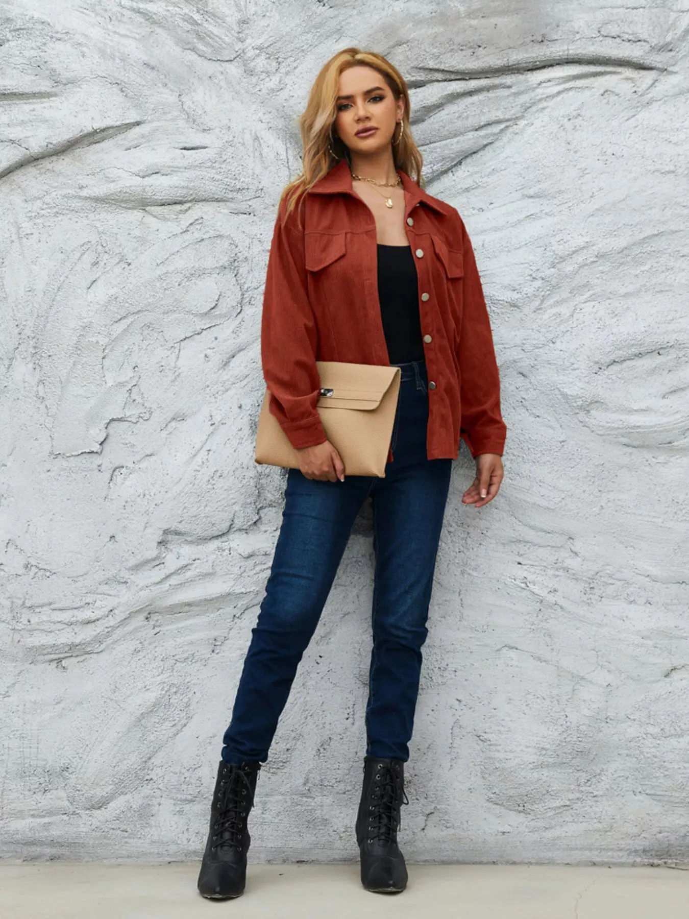 Casual Corduroy Button-Down Jacket sold by Charming Charlie product image thumbnail 5