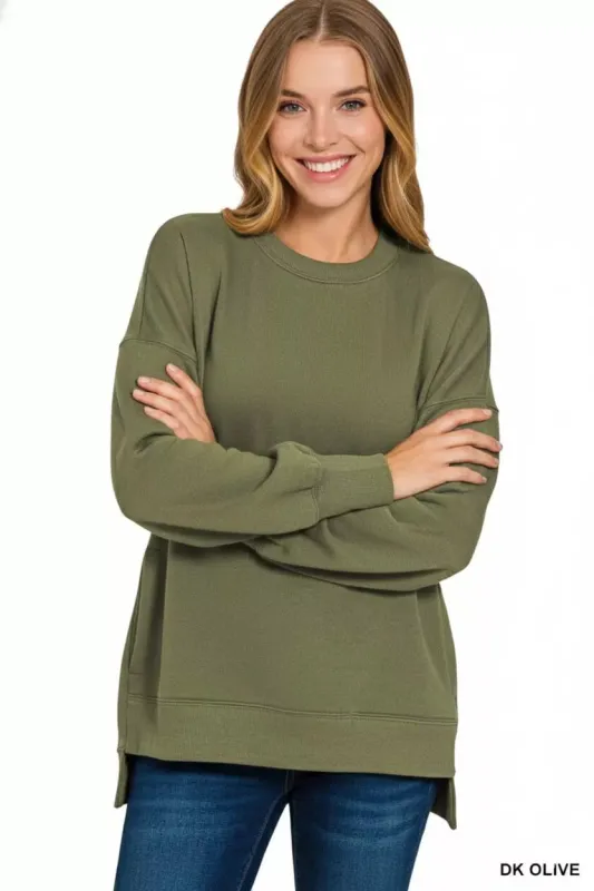 Zenana Fleece Hi-low Boyfriend Sweatshirts with Pockets sold by Charming Charlie