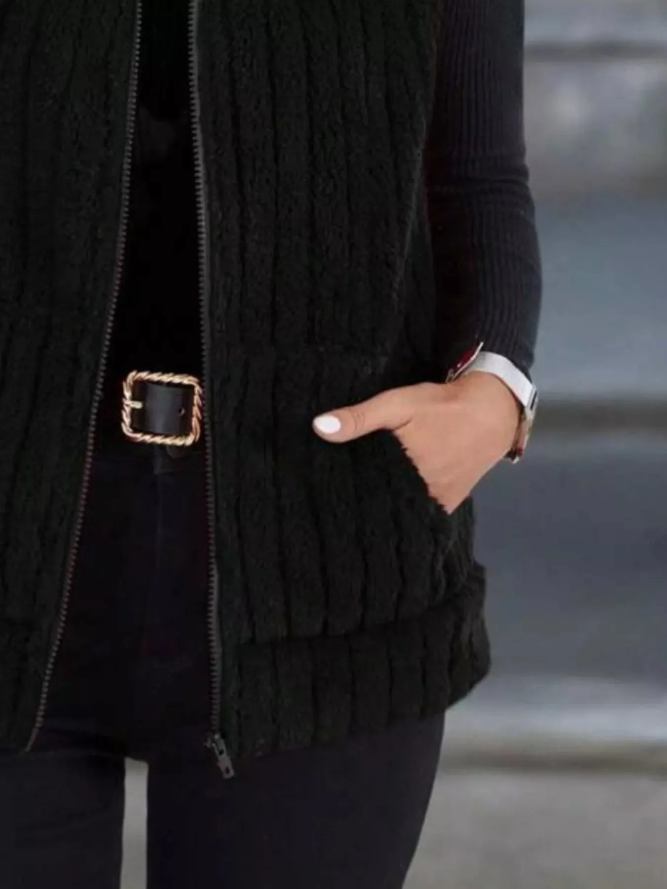 Full Size Fleece Zip-Up Vest Coat Plus Size sold by Charming Charlie product image thumbnail 3