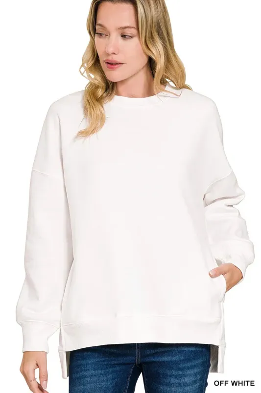 Zenana Fleece Hi-low Boyfriend Sweatshirts with Pockets sold by Charming Charlie