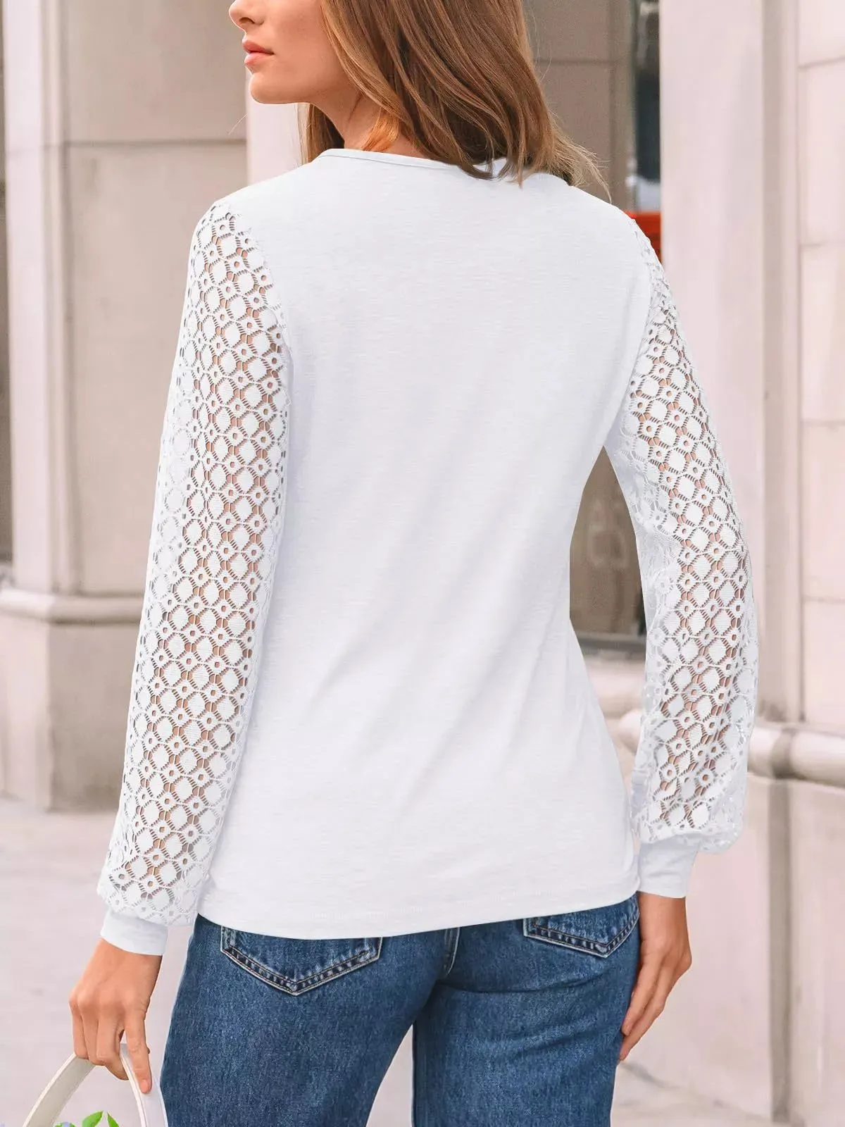 Lace Sleeve Crew Neck T-Shirt sold by Charming Charlie product image thumbnail 3