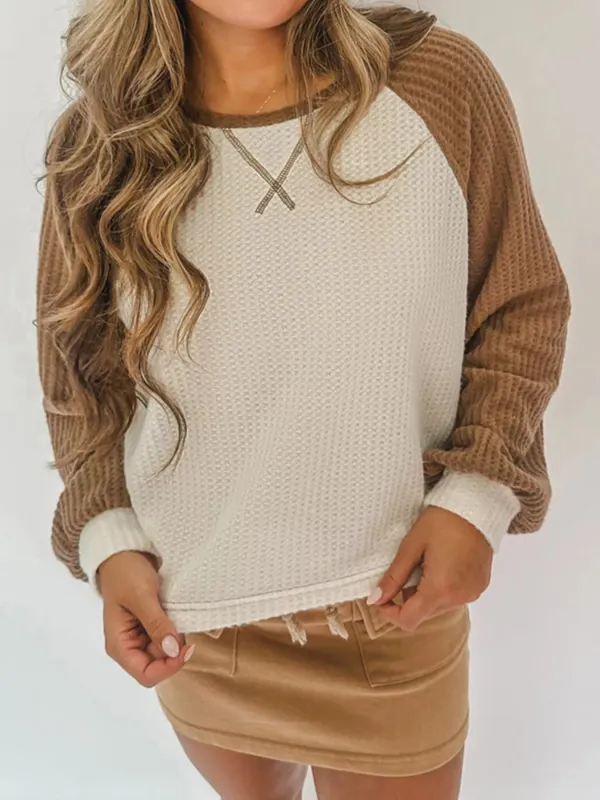 Waffle Knit Raglan Sleeve Top sold by Charming Charlie