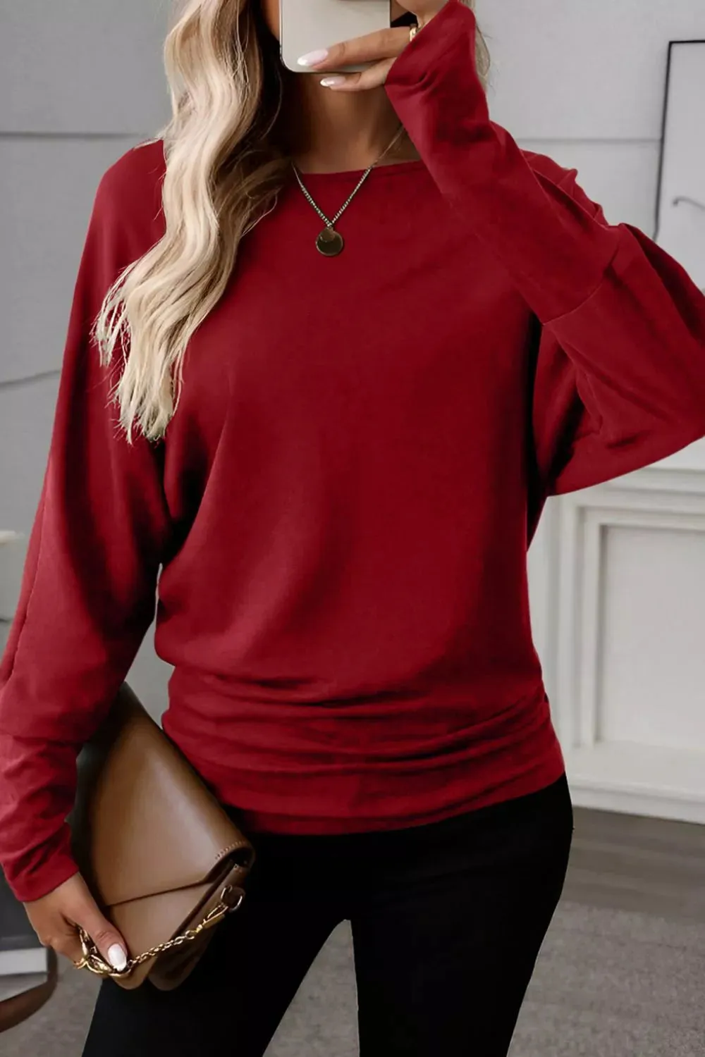 Solid Color Long Sleeve Blouse sold by Charming Charlie