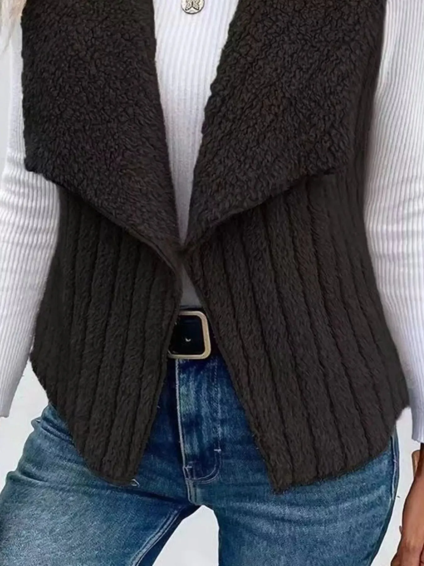 Cozy Fleece Open Front Vest Coat sold by Charming Charlie product image thumbnail 5