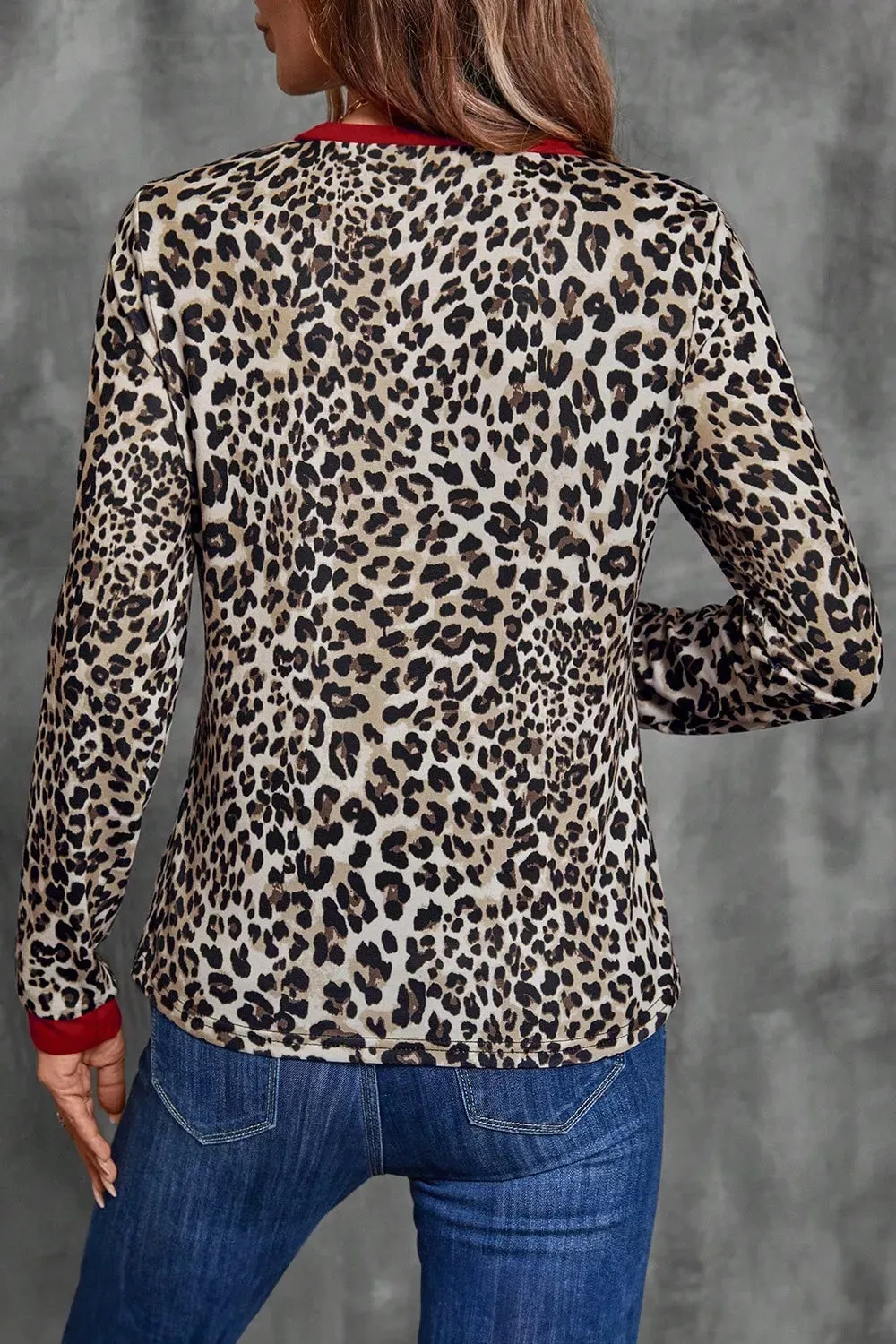 Leopard Print Long Sleeve Blouse sold by Charming Charlie product image thumbnail 2