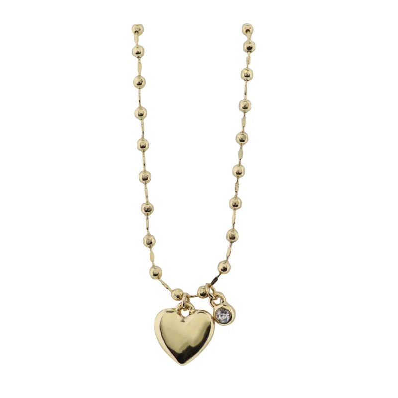 18K Gold Plated Chain Necklace with Gold Heart with Crystal Charm sold by Charming Charlie
