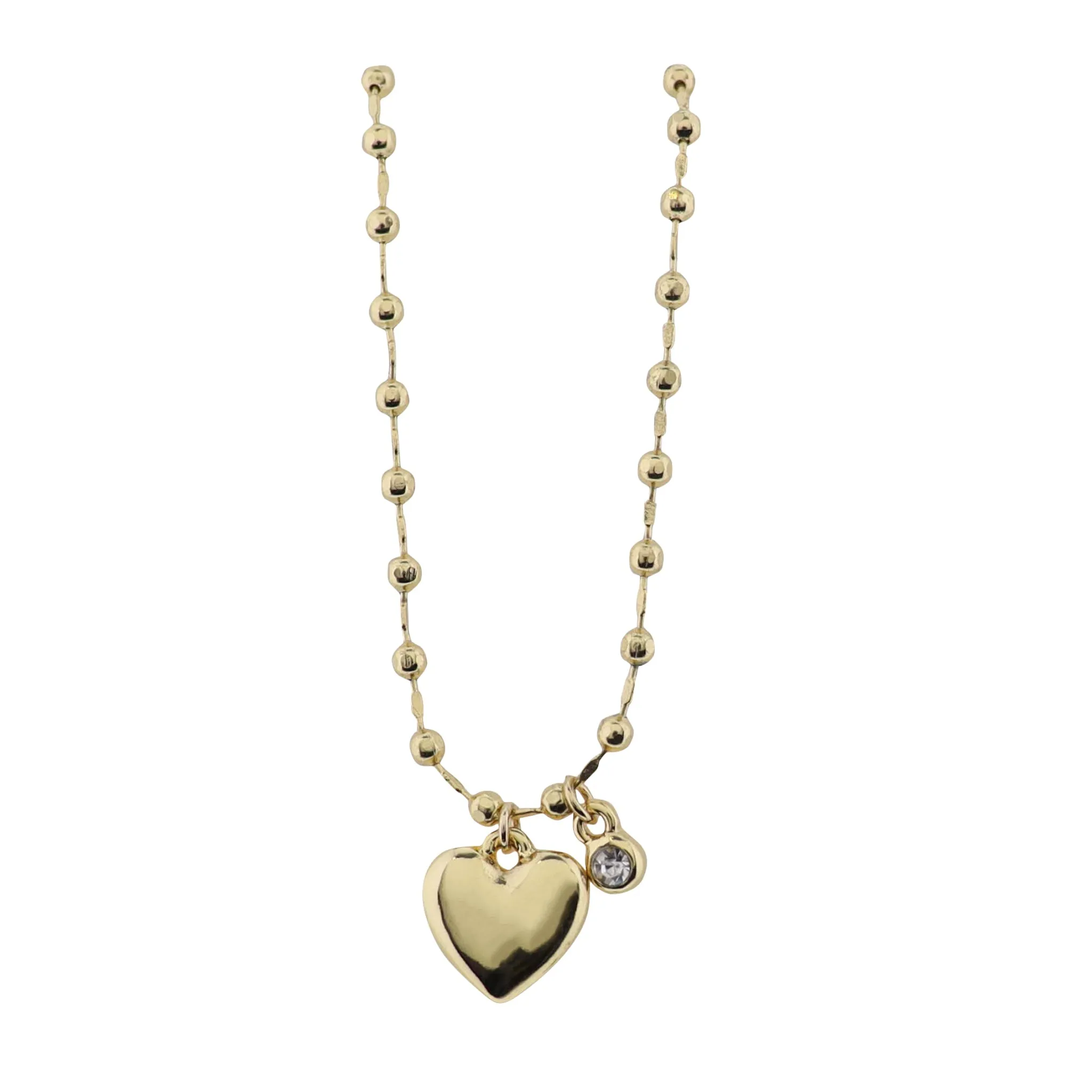 18K Gold Plated Chain Necklace with Gold Heart with Crystal Charm sold by Charming Charlie