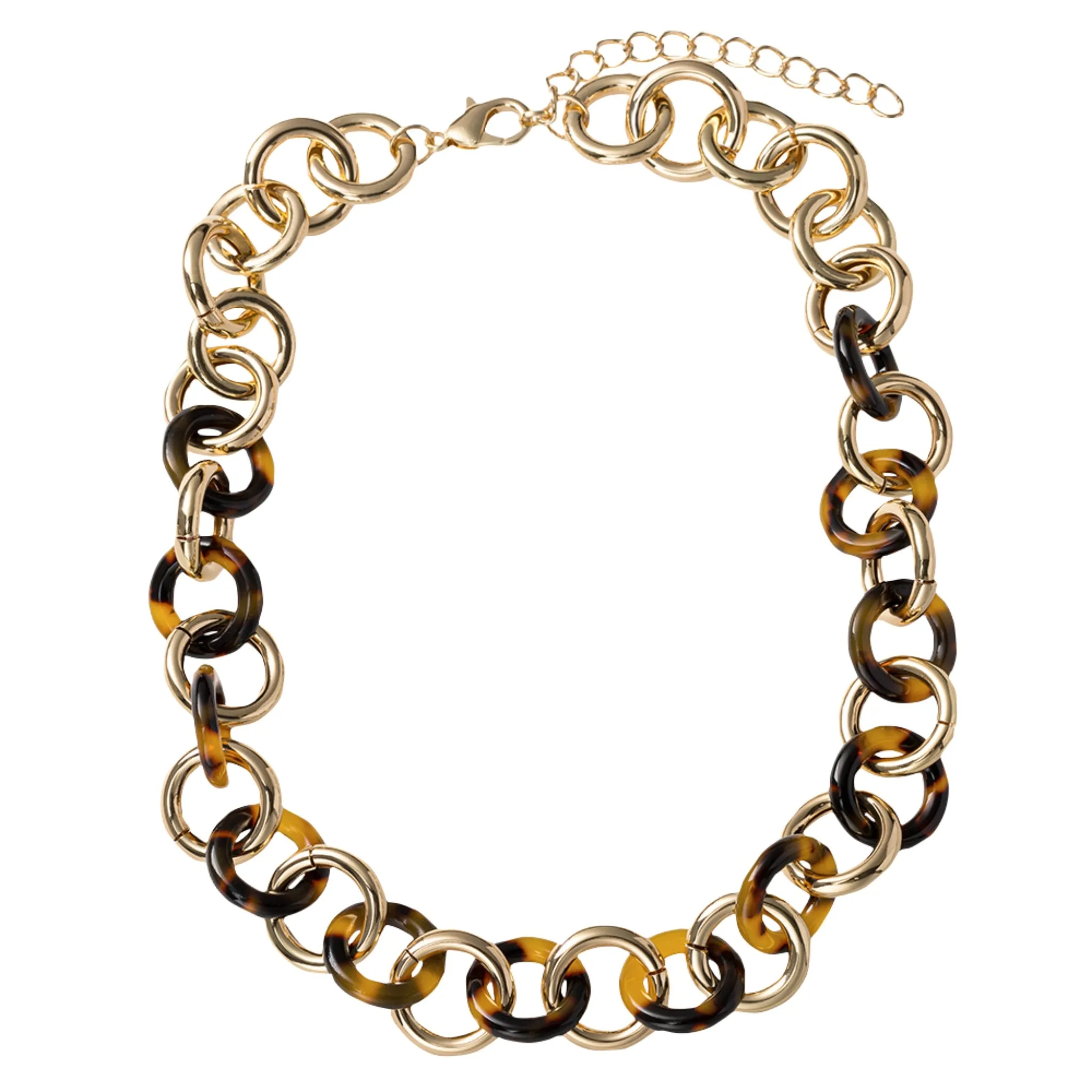 Gold, Tortoise Circle Linked Necklace sold by Charming Charlie