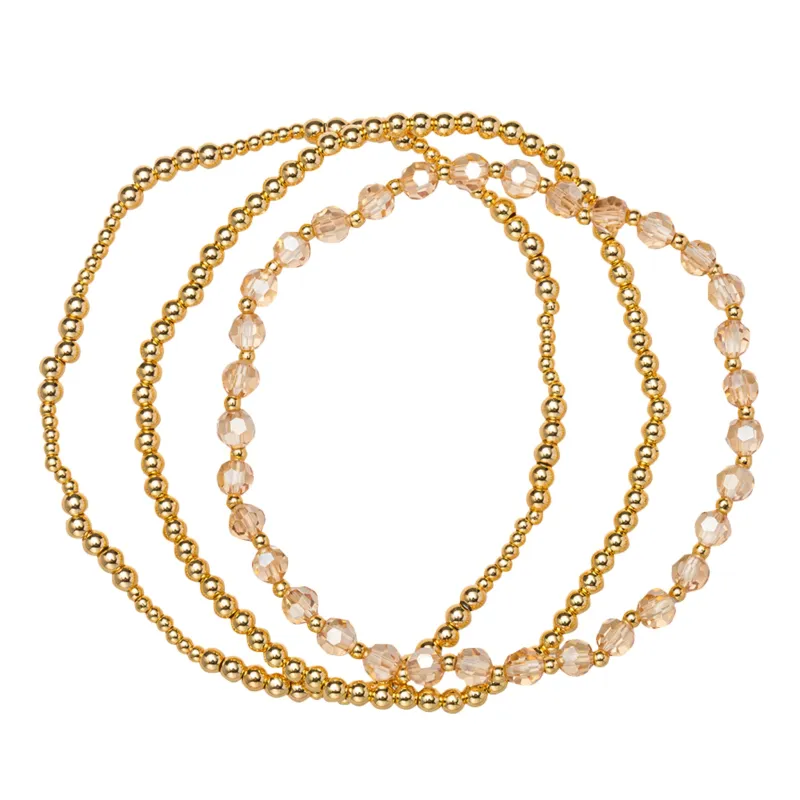 18K Gold Plated Set of 3, November Topaz Beaded Stretch Bracelet sold by Charming Charlie