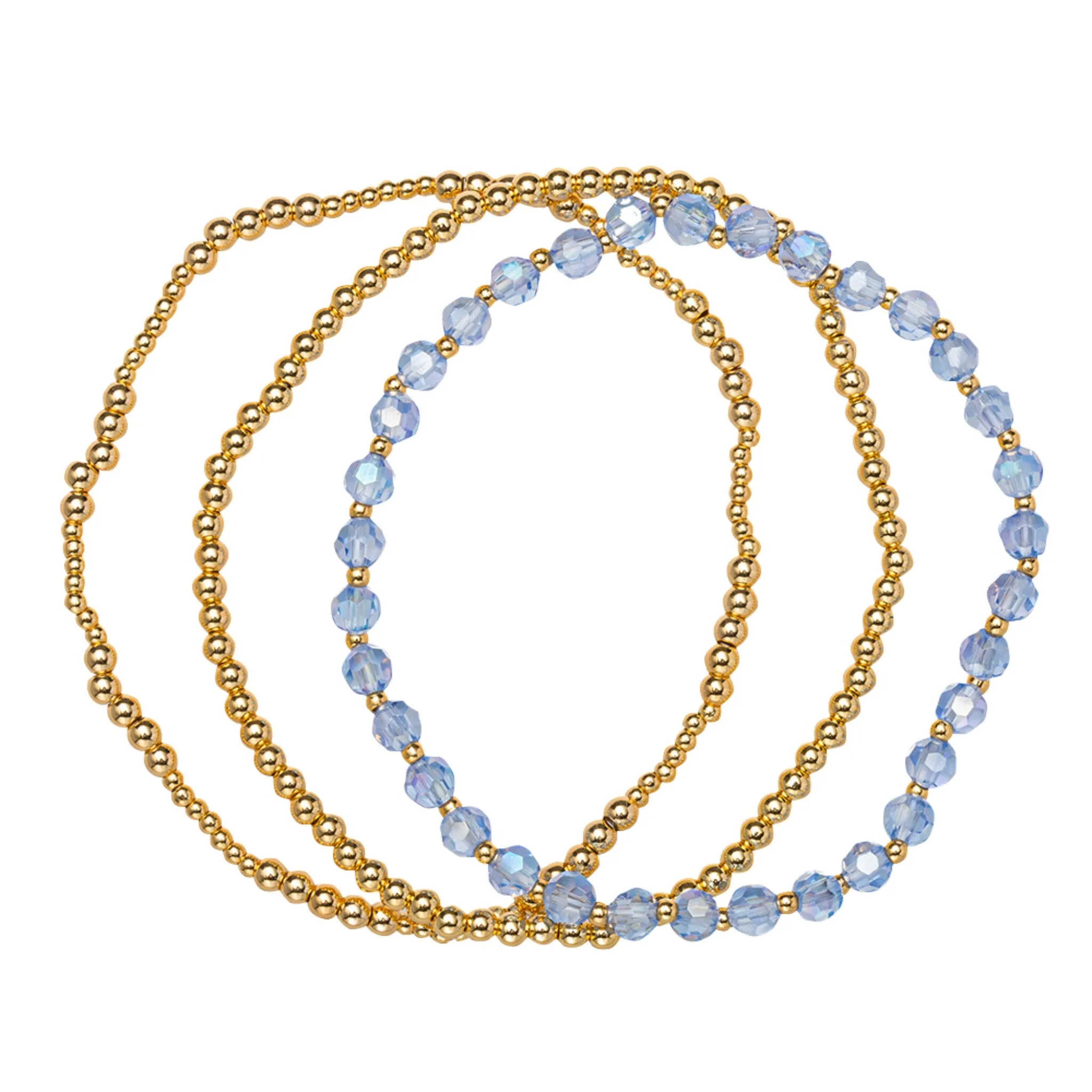 18K Gold Plated Set of 3, December Turquoise Beaded Stretch Bracelet sold by Charming Charlie