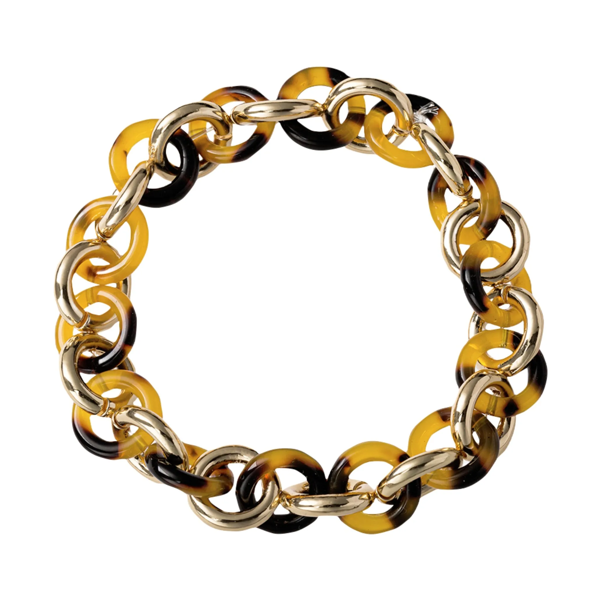 Tortoise, Gold Small Circle Link Stretch Bracelet sold by Charming Charlie