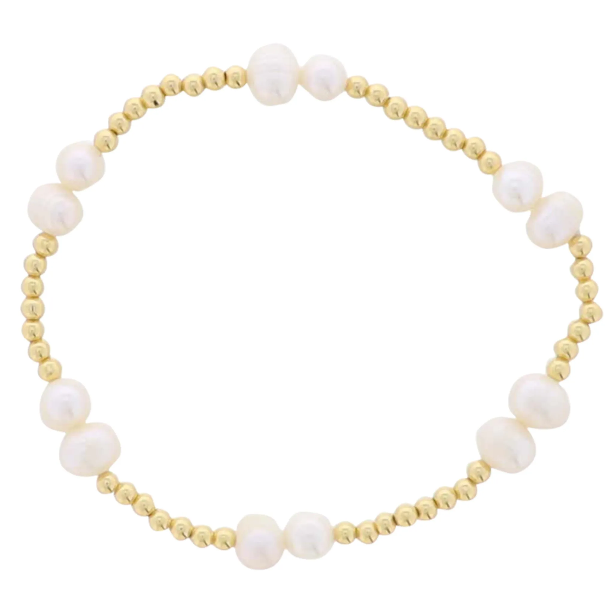 18K Gold Plated Gold Beaded 2 Pearl Pattern Stretch Bracelet sold by Charming Charlie