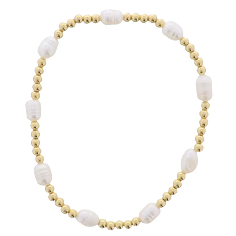 18K Gold Plated Gold, Pearl Beaded Uniform Pattern Stretch Bracelet sold by Charming Charlie