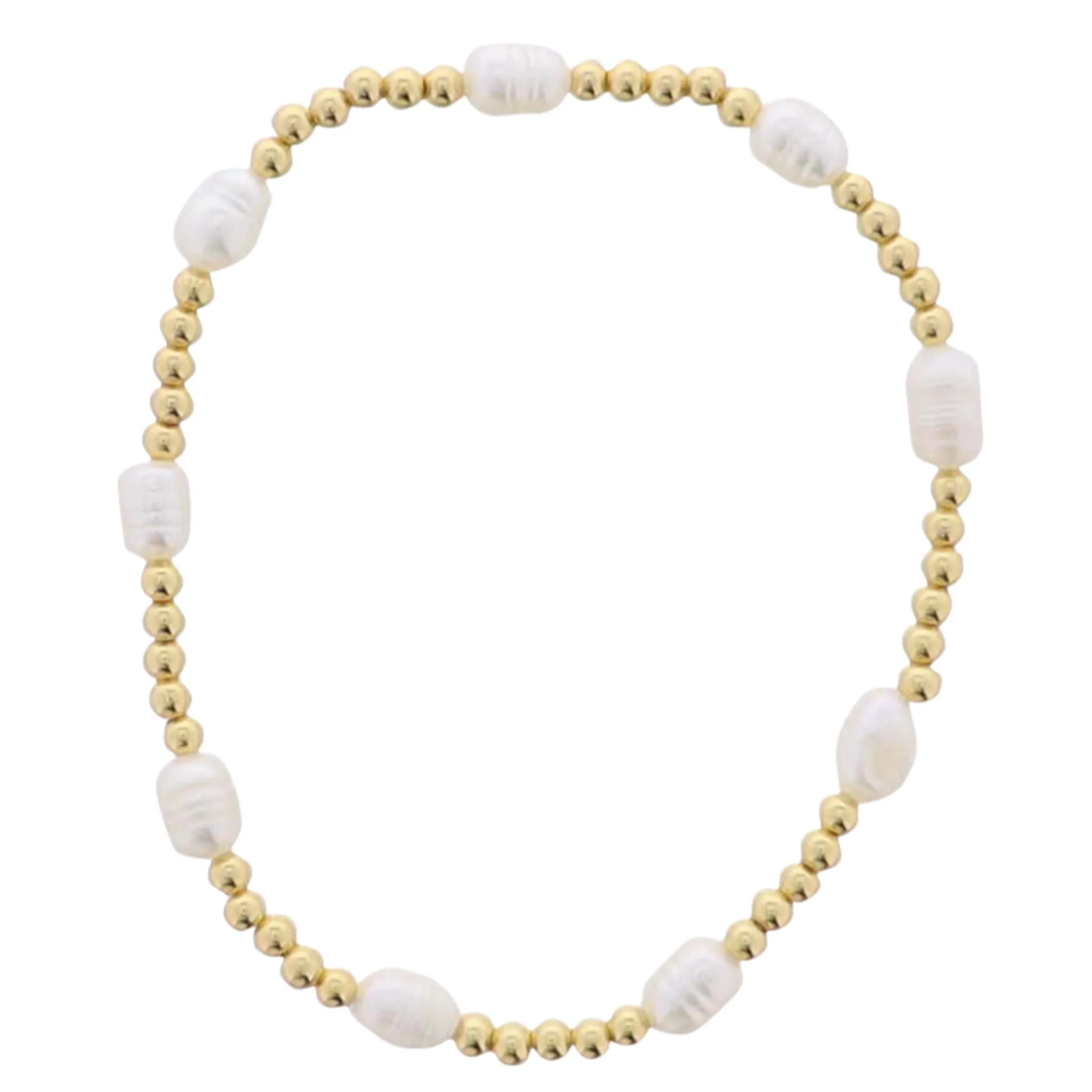18K Gold Plated Gold, Pearl Beaded Uniform Pattern Stretch Bracelet sold by Charming Charlie