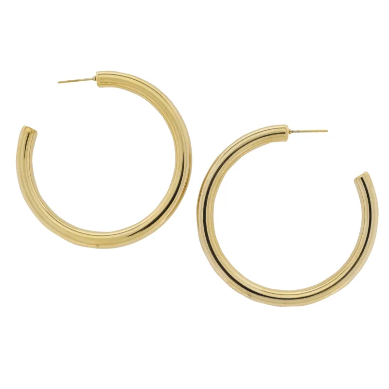18K Gold Plated Large Hoop Earrings made by Charming Charlie