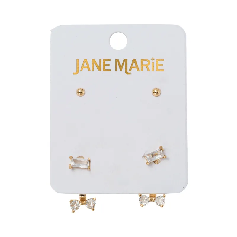 Set of 2 Earrings, Gold Ball, Crystal Double Stud Chain, Clear Crystal Double Stud Chain sold by Charming Charlie