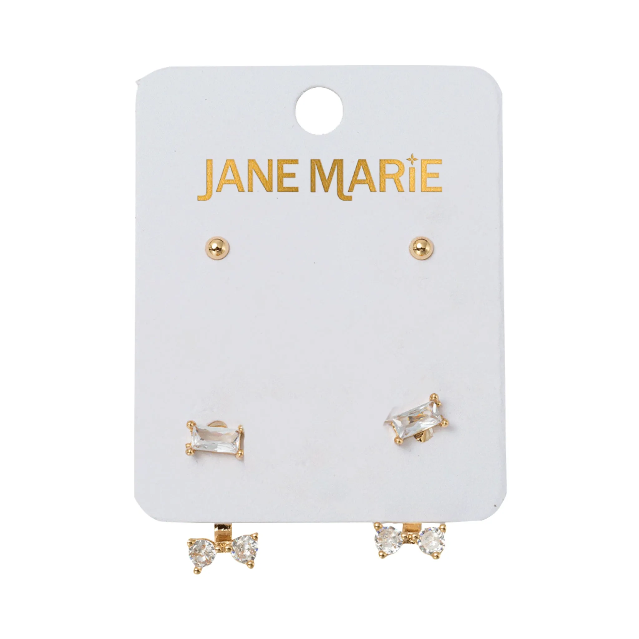 Set of 2 Earrings, Gold Ball, Crystal Double Stud Chain, Clear Crystal Double Stud Chain sold by Charming Charlie