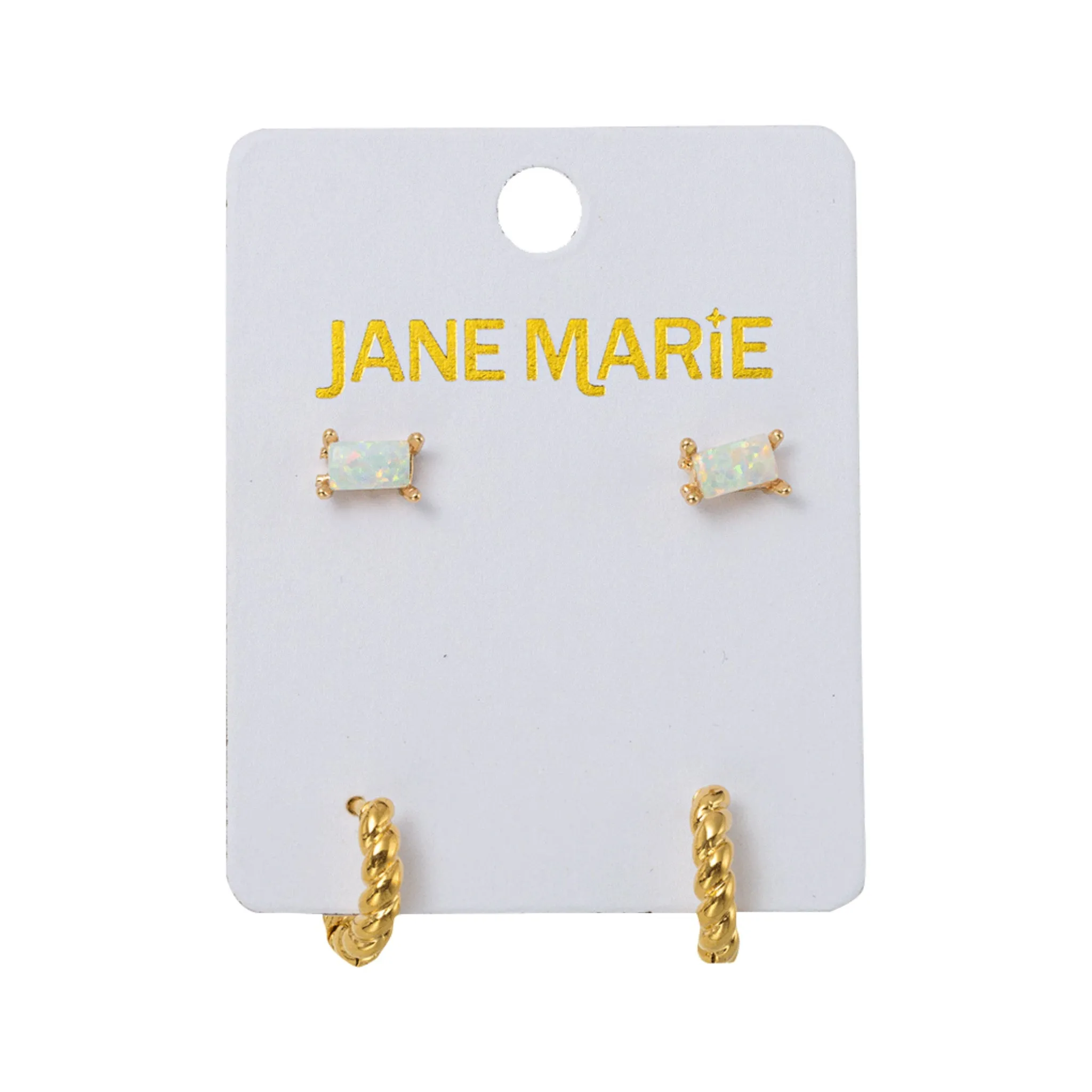 18K Gold Plated Set of 2, Opal with Rope Huggie Earring sold by Charming Charlie