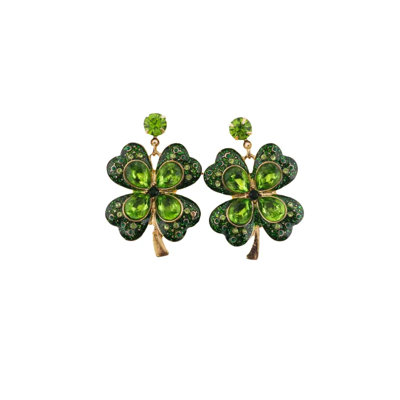 Green Enamel Clover Earrings with Green Crystals sold by Charming Charlie