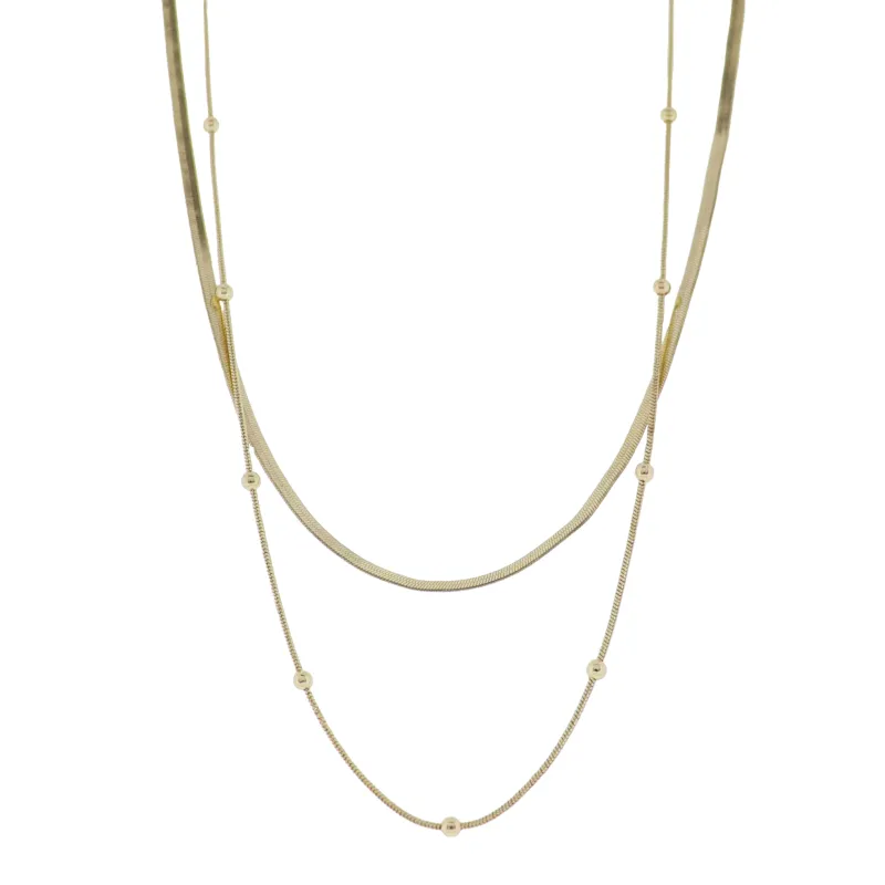 Gold 2 Layer Snake, Ball Chain Necklace sold by Charming Charlie