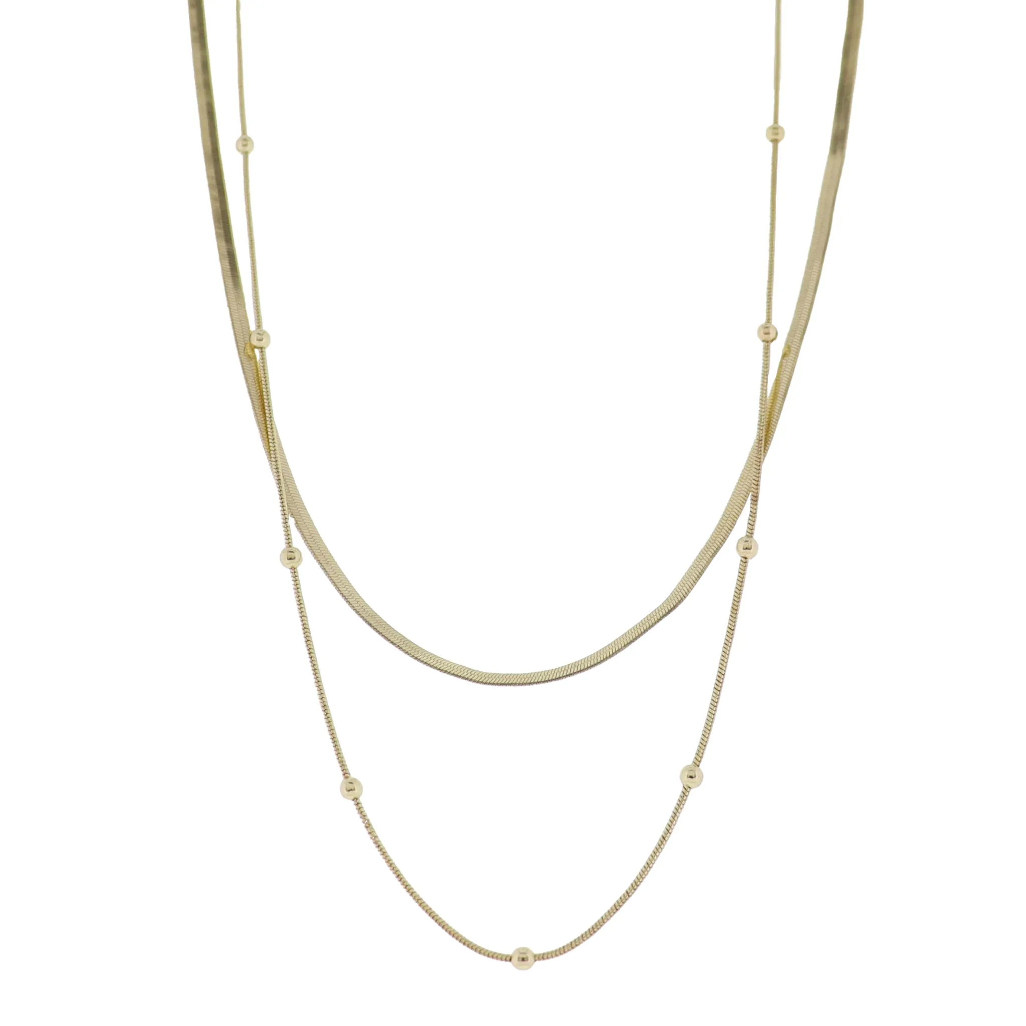 Gold 2 Layer Snake, Ball Chain Necklace sold by Charming Charlie
