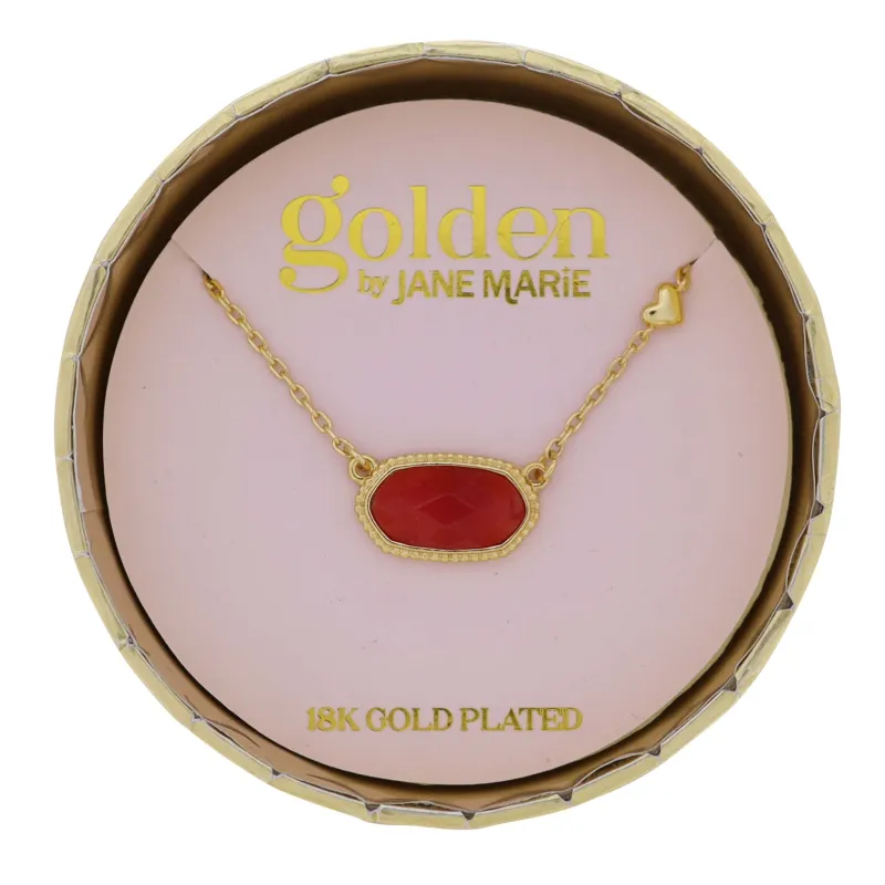 18K Gold Plated Cable Chain Necklace with Red Stone sold by Charming Charlie