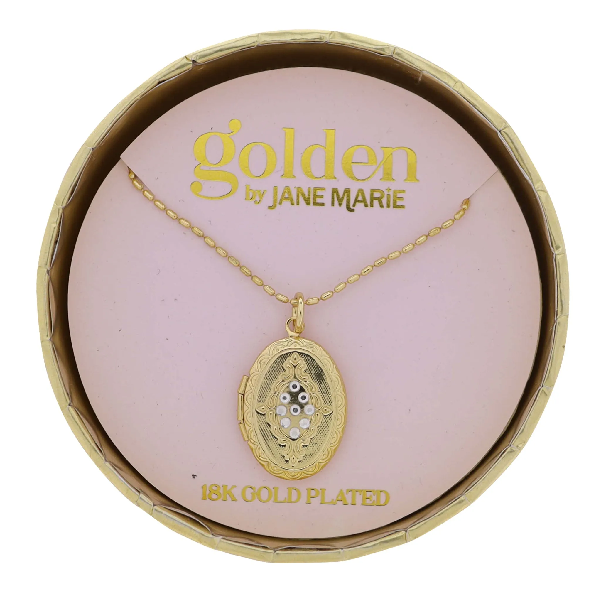 18K Gold Plated Oval Bar Chain Necklace with Gold Locket sold by Charming Charlie