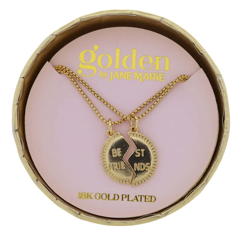 18K Gold Plated Round Box Chain Necklace with "Best Friends"s (2 Separate Necklaces) sold by Charming Charlie