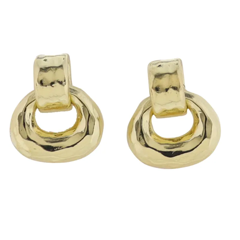 Gold Hammered Hoop Hanging on Hoop Earring sold by Charming Charlie