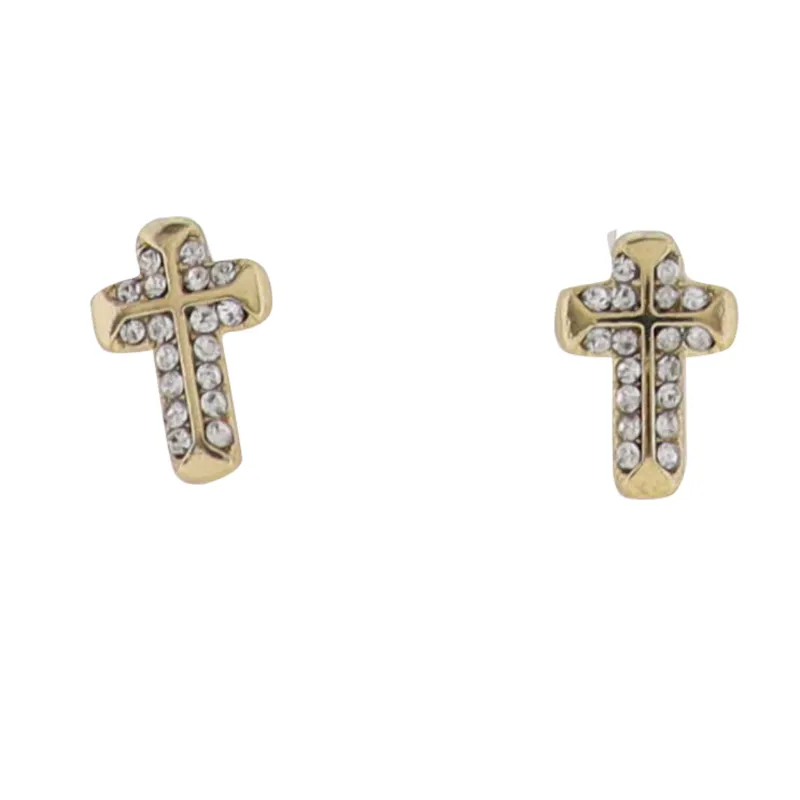 Gold Cross Earring wtih Clear Crystals sold by Charming Charlie