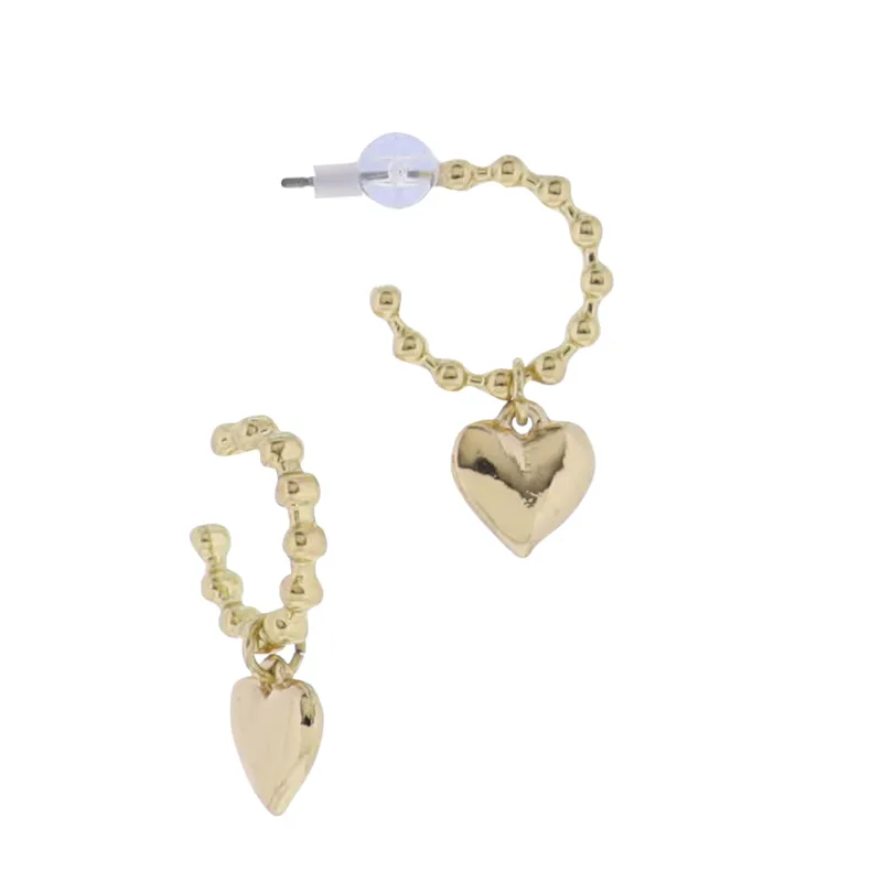 Gold Ball Hoop Earring with Gold Heart sold by Charming Charlie