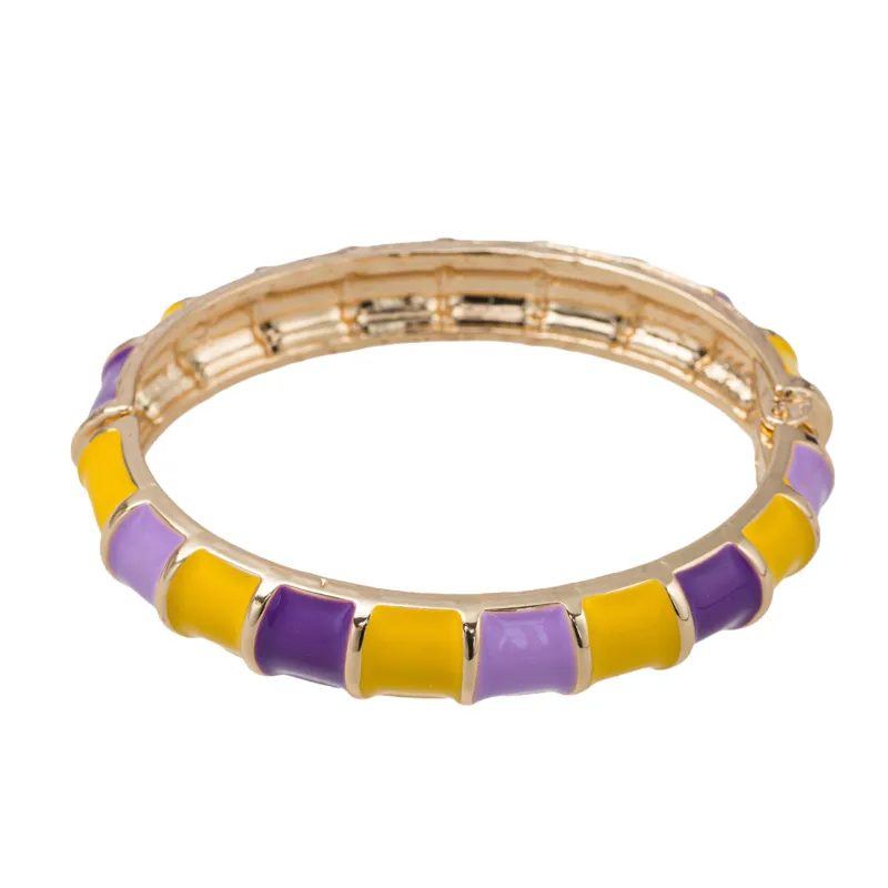 Yellow, Gold, Purple, Lavender Enamel Hinge Bangle Bracelet sold by Charming Charlie