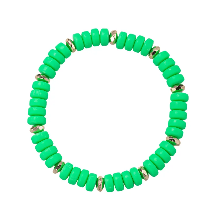 Green Rubber Rondelle Beaded Stretch Bracelet sold by Charming Charlie
