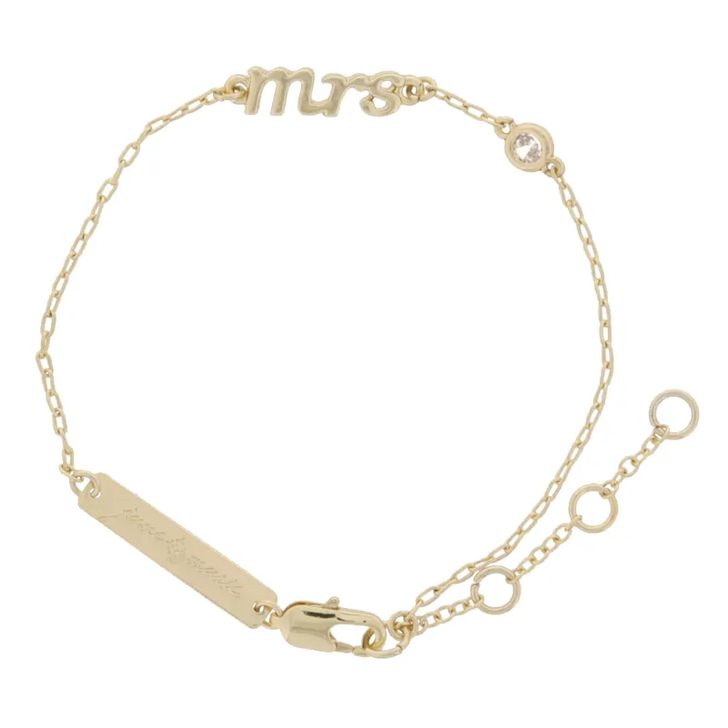 18K Gold Plated "mrs" with Clear Crystal Accent Bracelet sold by Charming Charlie