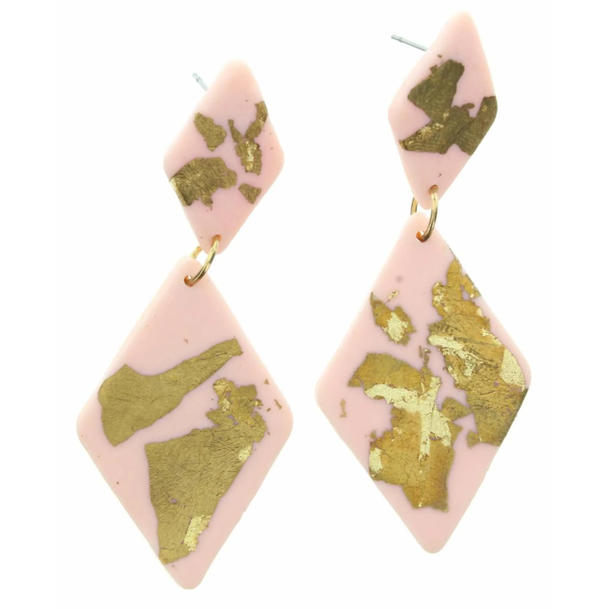 Pink with Gold Foil Double Diamond Shaped Earring sold by Charming Charlie