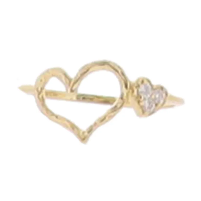 18K Gold Plated Gold Open Heart with Crystal Heart Ring sold by Charming Charlie