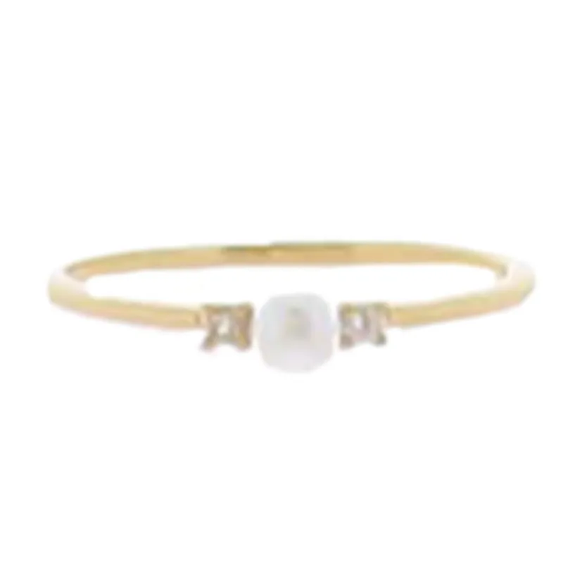 18K Gold Plated Single Pearl with Crystals on either Side Ring sold by Charming Charlie