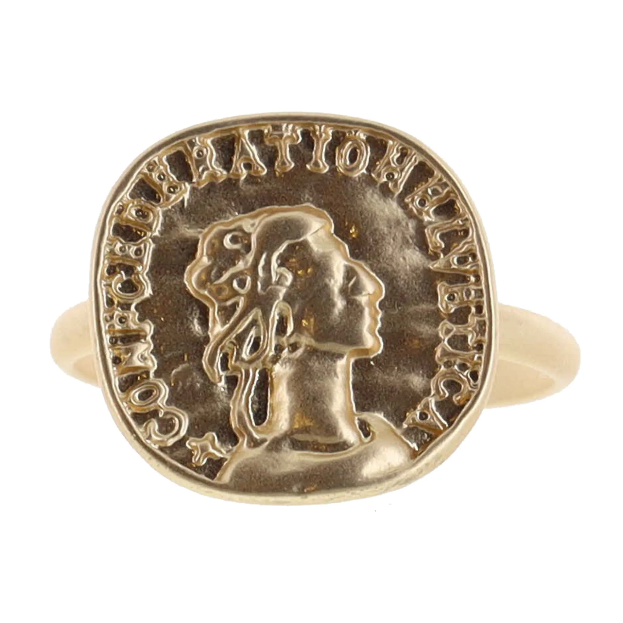 Hammered Gold Coin Ring sold by Charming Charlie
