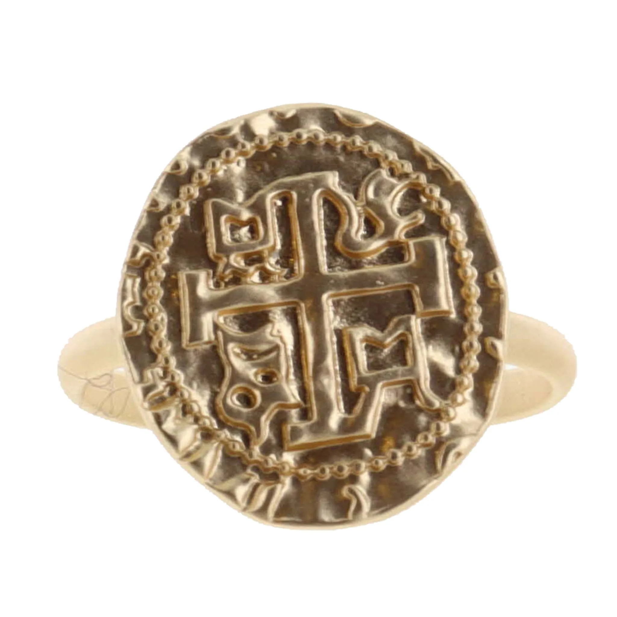 Gold Square Cross Coin Ring sold by Charming Charlie