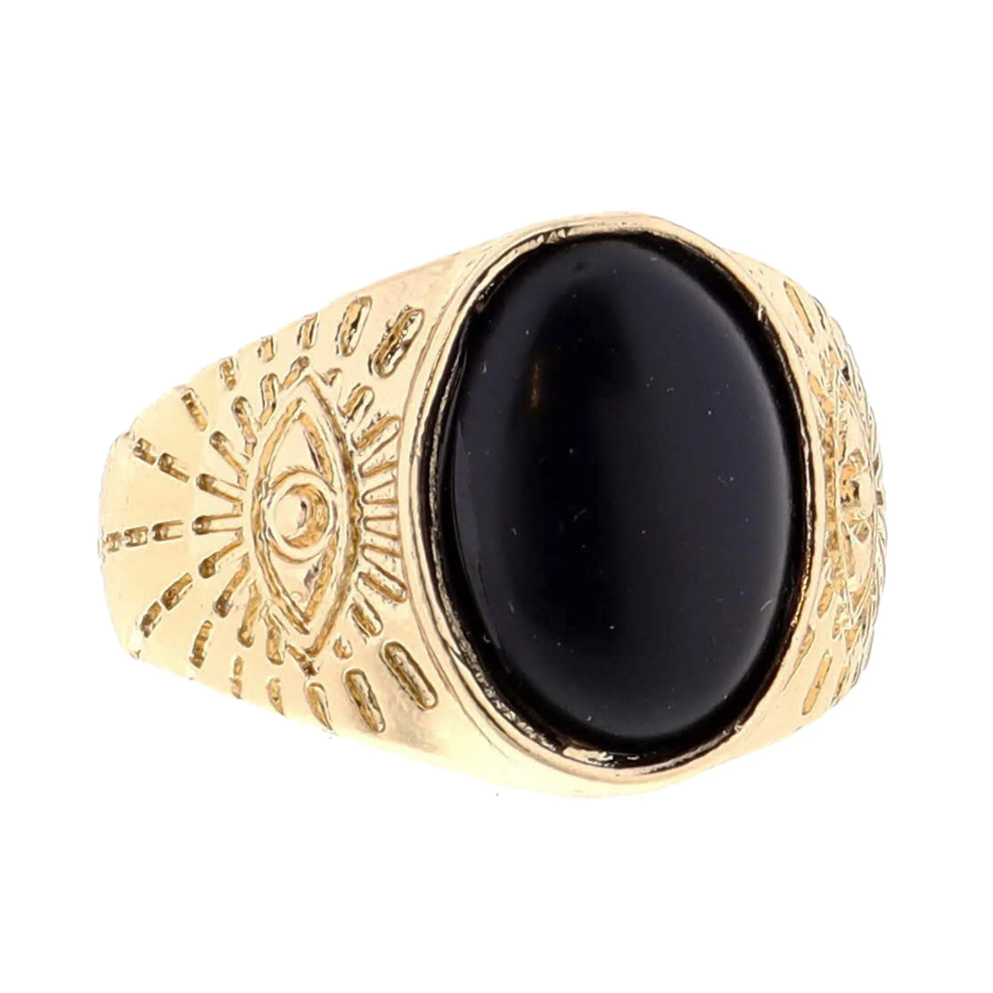 Jet Oval on Gold Evil Eye Designs Signet Ring sold by Charming Charlie