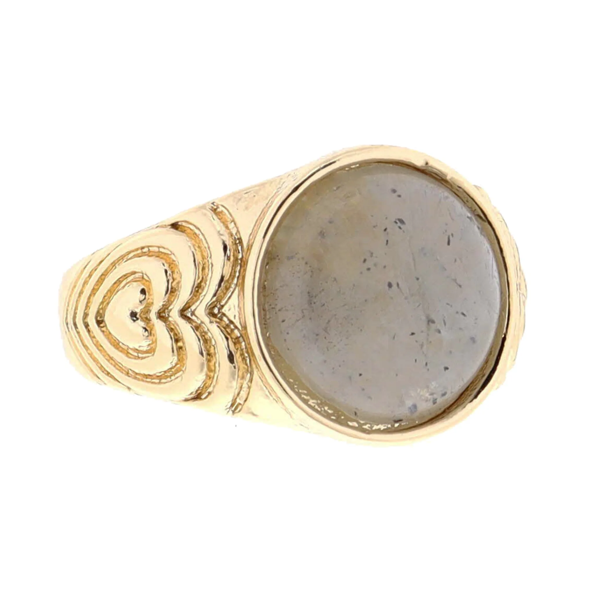 Labradorite Circle on Gold Heart Designs Signet Ring sold by Charming Charlie