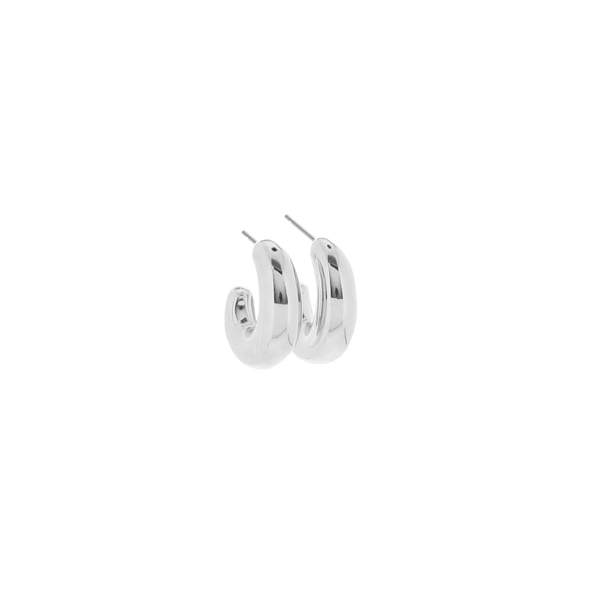 18K Gold Plated White Gold Chunky J Hoop Earring sold by Charming Charlie