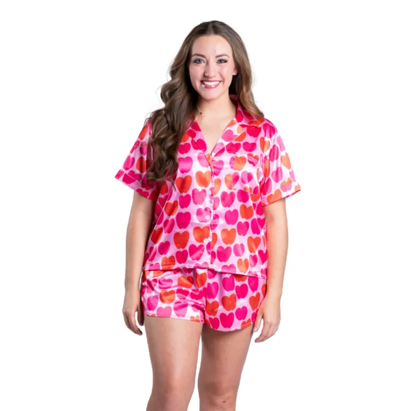Love What You Do Satin Pajama Short Set sold by Charming Charlie