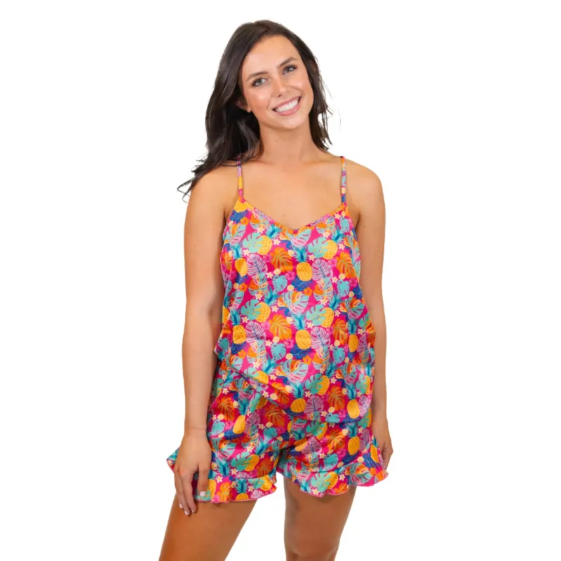 Tropical Satin Pajama Tank Set sold by Charming Charlie
