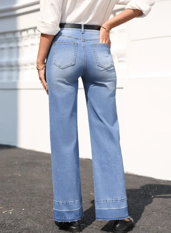 Denim Raw Hem Straight Leg Jeans sold by Charming Charlie product image thumbnail 2