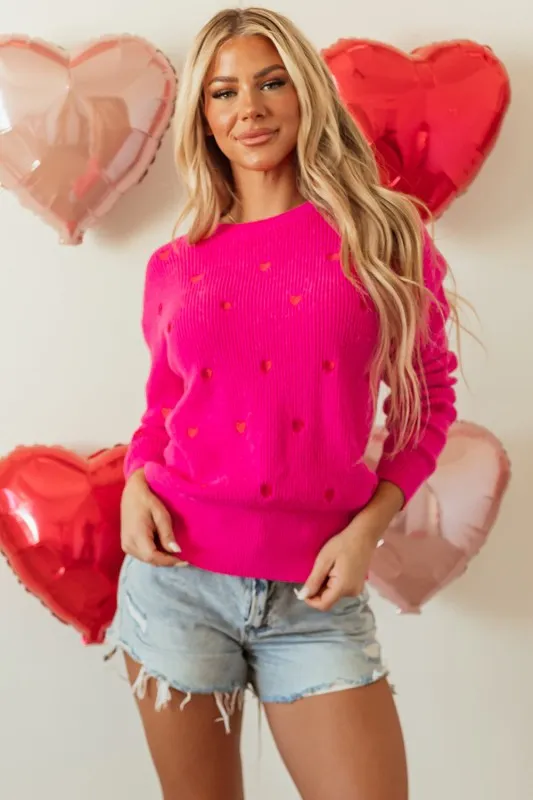 Valentine Heart Drop Shoulder Crewneck Sweater sold by Charming Charlie