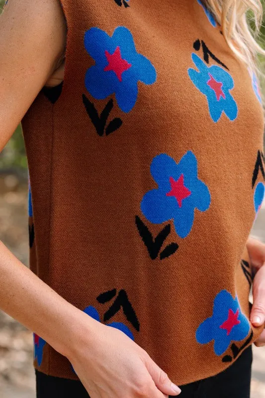 Floral High Neck Sweater Vest sold by Charming Charlie product image thumbnail 4