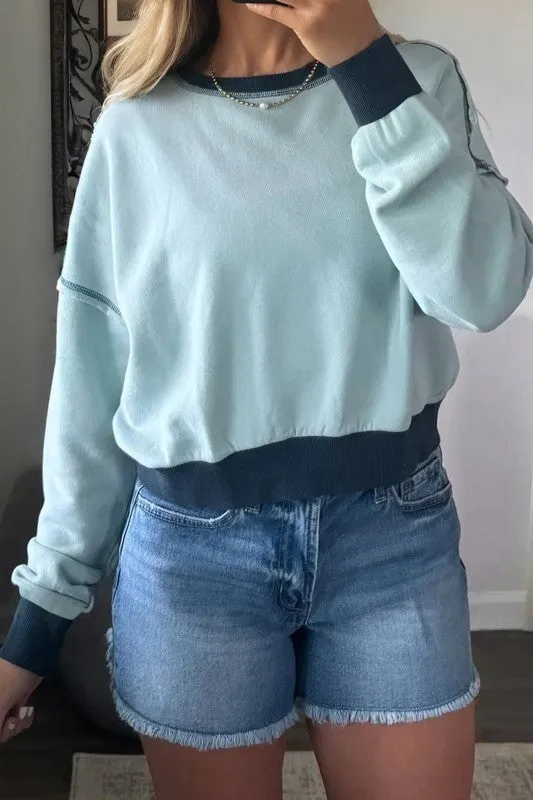 Colorblock Patchwork Long Sleeve Sweatshirt sold by Charming Charlie